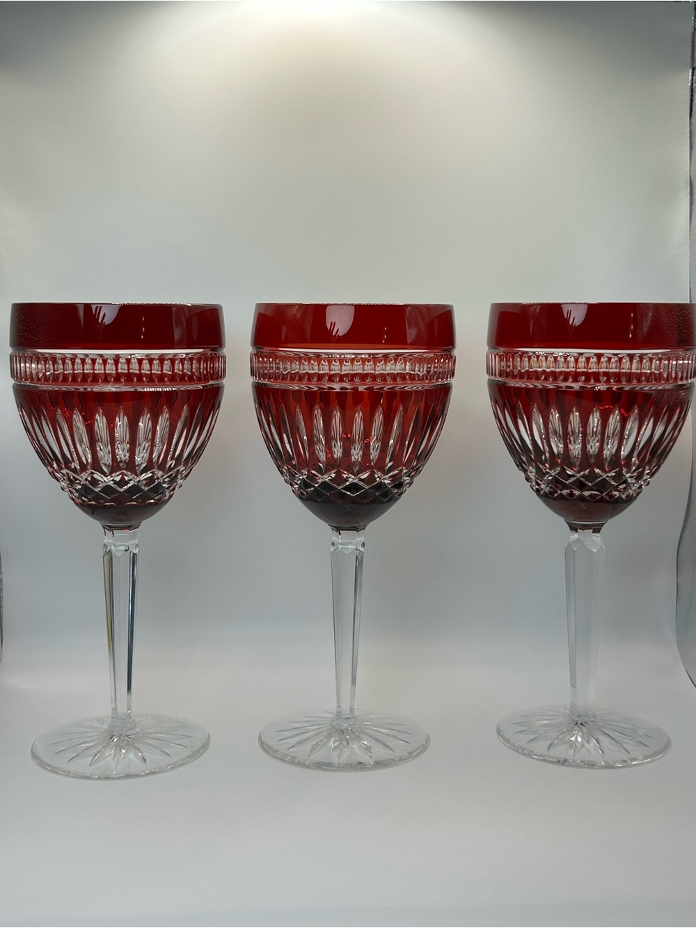 Set of 8 Waterford Crystal Clarendon Ruby Red Wine Hock Glasses - Picture 2 of 14